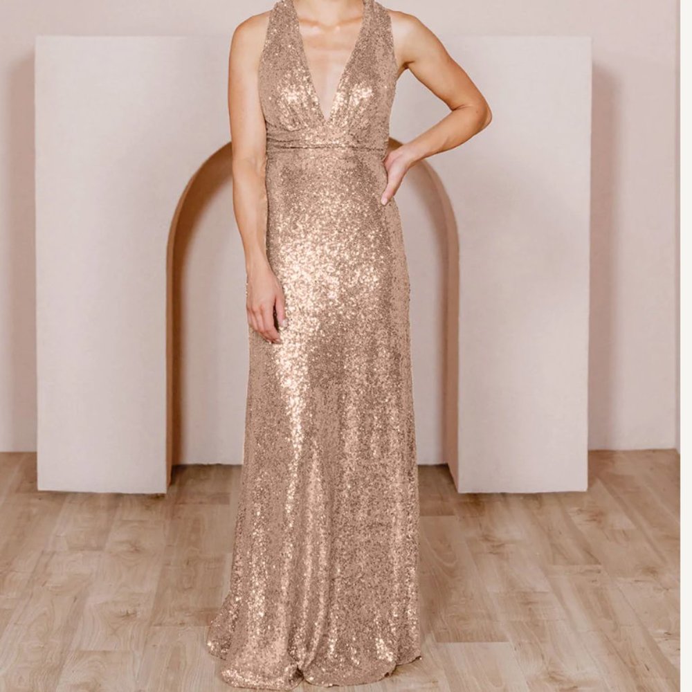 Revelry Dylan Sequin Dress in Matte Rose Gold (never worn)